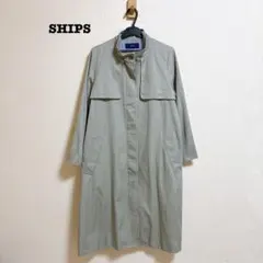 SHIPS スタンドカラービッグトレンチコート 36 オリーブ