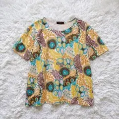 サンライン 花柄Tシャツ ボタニカル 総柄 カラフル 鮮やか 爽やか 綿混 上