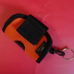 オレンジ ナイロン 小物、携帯、ポーチ キーホルダーフック付き！ベルト通し！