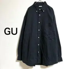 ジーユー GU ボタンダウンシャツ 長袖 ブラック 黒 メンズ M