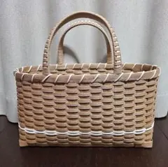 かごバッグ ブラウン ハンドメイド クラフトバンド ナチュラル - メルカリ