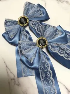 量産型 カメオ ヘアクリップ 姫リボン♡水辺のティータイム♡