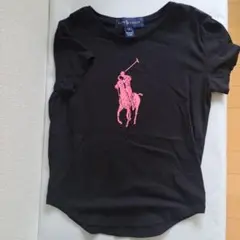 ラルフローレン 黒Tシャツ ピンクロゴ サイズ6(120cm程度)のサムネイル