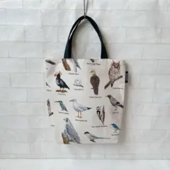 ハンドメイド　トートバッグ（野鳥M＊紺）