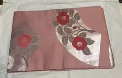 名古屋帯 名古屋仕立て　ピンク　椿　正絹