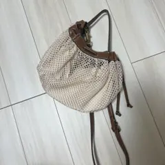 ZARA ベージュ ネットショルダーバッグ