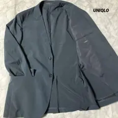 【UNIQLO】ユニクロ　感動ジャケット　コットンライク　ネイビー　M