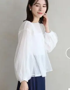 ロージー　チュール✕オーガンジー リバーシブルブラウス　バルーンスリーブ　フリー