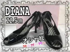 【美品】 ダイアナ 黒 ハイヒール 22.5 チェック柄