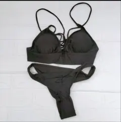 水着 【L】 2点セット パッド付き ワイヤーなし ブラック ビキニ