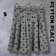 ＄ PEYTON PLACE 千鳥格子 ドット チェックフレアスカート Sのサムネイル