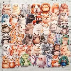 【№627】ぽっちゃりアニマル ５０枚 フレークシール