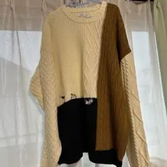 グラニフ　猫刺繍ニットセーター 長袖 アイボリー/ブラウン/ネイビー