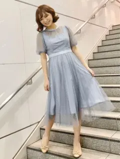 【新品未着用】ドットチュールプリーツワンピースのサムネイル
