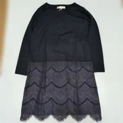 【新品】自由区★レース付き！切り替えニットワンピース★定価29800円