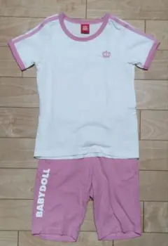BABY DOLL Tシャツ＆ショートパンツセット 130ホワイト/ピンク