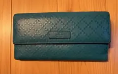 GUCCI グッチ マイクログッチシマ 長財布 ターコイズブルー - メルカリ