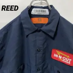 T-490 REED ワークシャツ 半袖 刺繍ワッペン M ネイビー USA古着