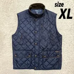 90's XL ダウンベスト ポロバイラルフローレン ネイビー ロゴ刺繍 ラルフローレン ダウンベスト L ネイビー 90s ポニー刺繍ロゴ 古着