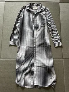 ほぼ新品☆ビームスボーイ　ストライプロングシャツワンピース　ブラック　F