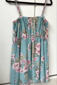レディース トップス INGNI 水色 花柄 キャミソールワンピース