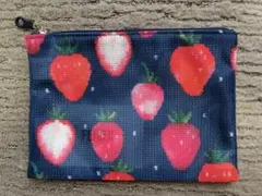 【未使用品】フェイラー ストロベリードット メッシュポーチ ネイビー　いちご