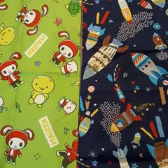 宇宙ロケットの綿生地ハギレ　おまけ付き