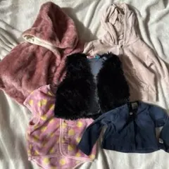 5点まとめ売り女の子70 ピンクもこもこポンチョプチバトーカーディガン