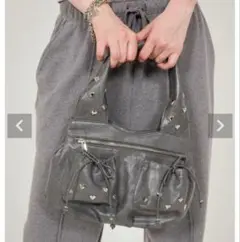 ハートスタッズ バッグ TINA：JOJUN グレー