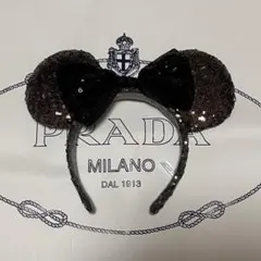 ディズニー　ミニー　スパンコール リボン カチューシャ