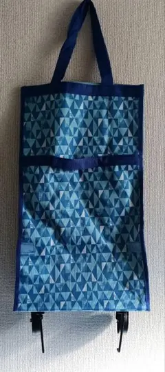 エコバッグ キャリーカート 折りたたみ式 ブルー 幾何学模様
