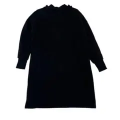 Dot and Stripes 長袖 ワンピース ブラック 丸首 切り替え