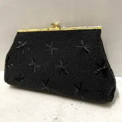 70～80s ビーズ クラッチバッグ 黒 ヴィンテージ アンティーク