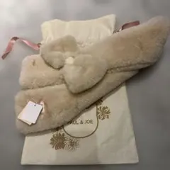【新品、未使用】PAUL&JOE フェイクファー リボンマフラー ベージュ