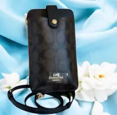 COACH スマホショルダーバッグ ブラック×ブラウン新品