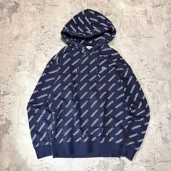 LACOSTE L!VE ワニ刺繍 総柄ロゴ パーカー フーディ ネイビーのサムネイル