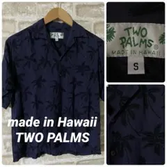 TWO PALMS レディースS アロハシャツ　半袖シャツ　ヤシの木　総柄のサムネイル