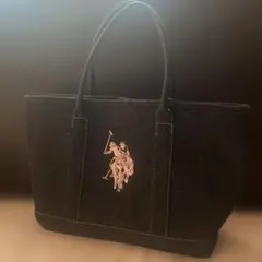 ポロ ロゴ刺繍 ダークデニム トートバッグ