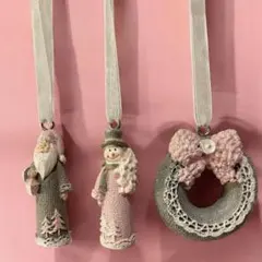 クリスマスオーナメント サンタ スノーマン リース3点セット 北欧