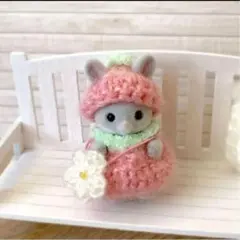 ✿いちごお洋服set帽子(耳穴あり)シルバニア 赤ちゃん ドール服