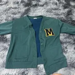 ダークグリーン M刺繍 カーディガン