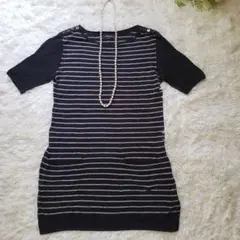 BURBERRY LONDON サマーニット　ボーダー　コットン　刺繍ロゴ　半袖