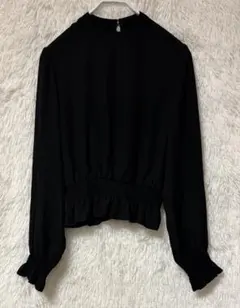 【H&M】DIVIDED ハイネック シャーリング ブラウス ブラック XS〜S
