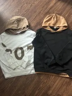 SHEIN フード付きパーカー ホワイト/ブラック 10Y