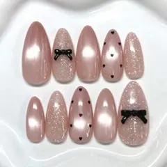 no.013 マグネット フラッシュネイル ネイルチップ ワンホン 韓国 リボン