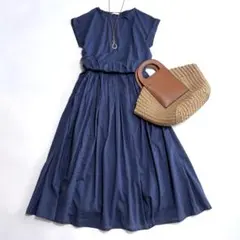 美品☆アーバンリサーチ ドアーズ コットンボイル ドッキング ギャザーワンピース