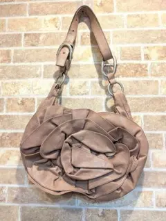 Yves Saint Laurent 立体フラワー レザーバッグ ベージュ