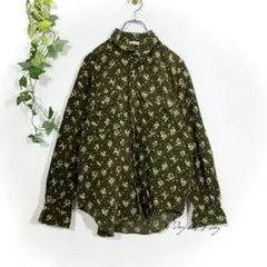 fancy free花柄 コーデュロイ シャツ 日本製 メンズライク カーキ
