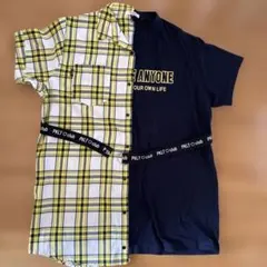 ピンクラテ半袖ワンピース　M/165