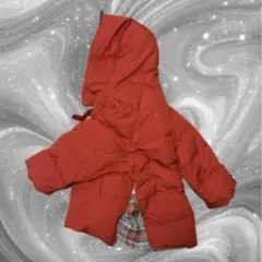 赤＆チェック柄 リバーシブルダウン